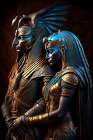 Male and female ancient Egyptian gods. AI Generated. Art Print